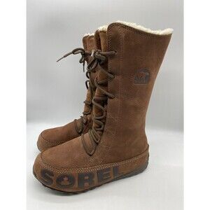 Sorel Shila Women's Size 7 Brown Suede Leather Fur Waterproof Boots, NL1536-256